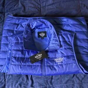 Hard Rock Hotel Royal Blue Quilted Puffer Vest—Vintage— unisex